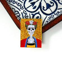 Load image into Gallery viewer, Frida Muerte (Yellow) Pin