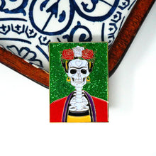 Load image into Gallery viewer, Frida Muerte (Green) Pin