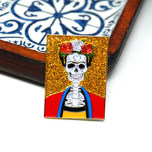 Load image into Gallery viewer, Frida Muerte (Yellow) Pin