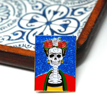 Load image into Gallery viewer, Frida Muerte (Blue) Pin