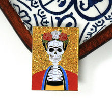 Load image into Gallery viewer, Frida Muerte (Yellow) Pin
