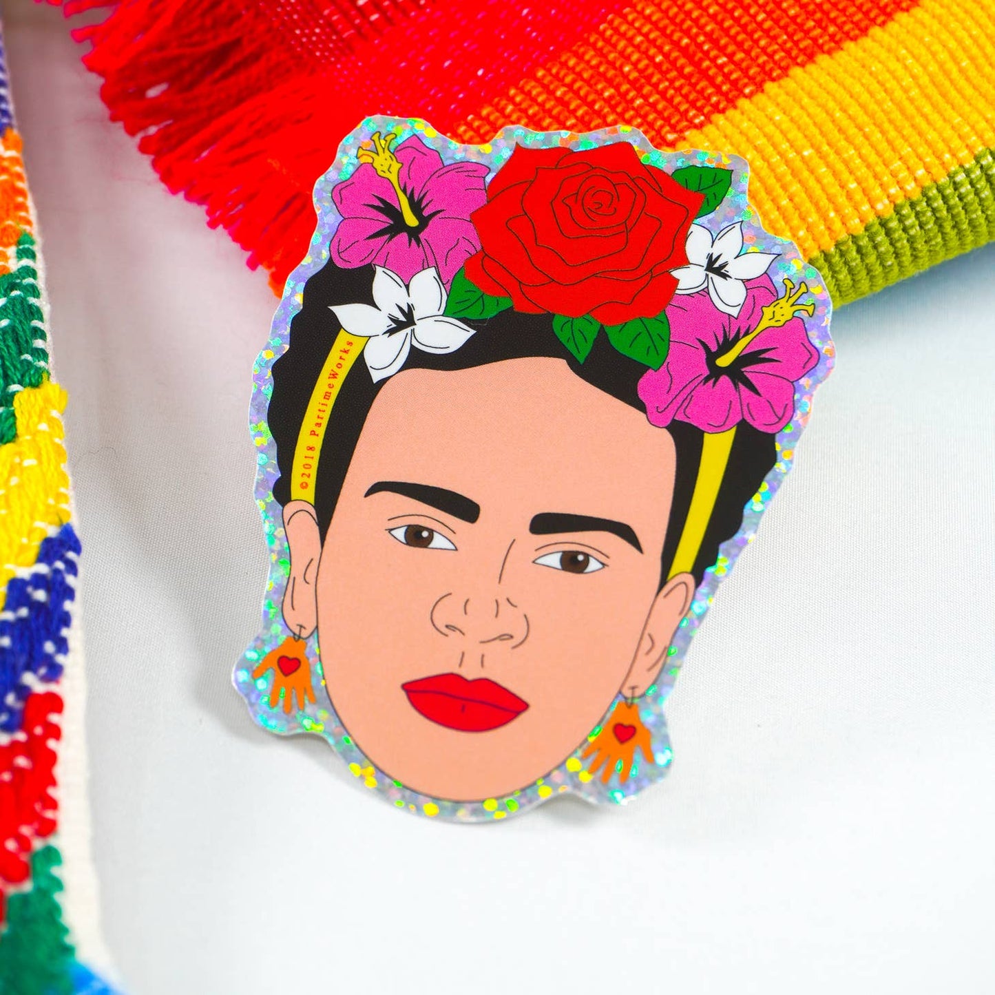 La Frida Con Flores 3" Sticker