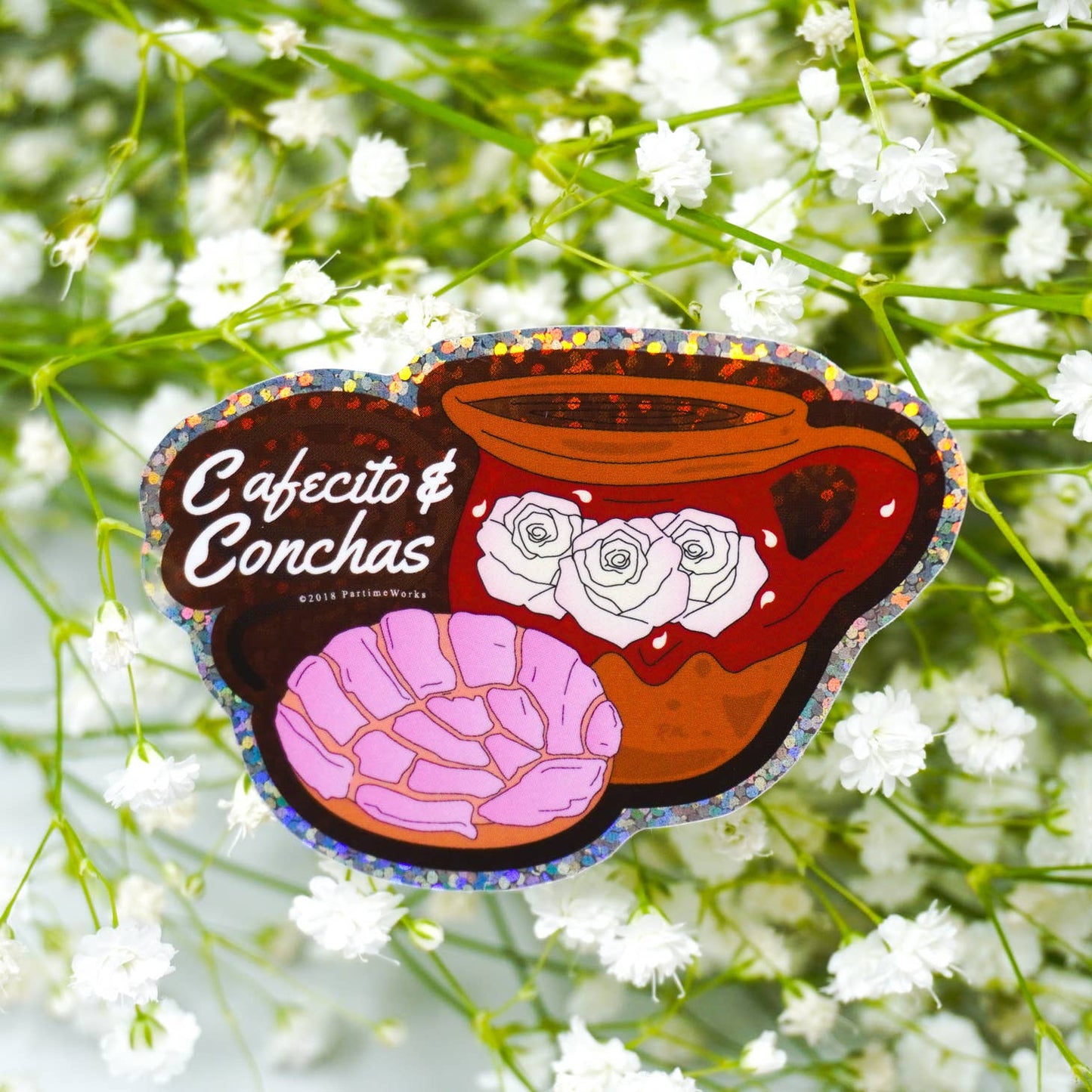 Cafecito & Conchas 3" Sticker